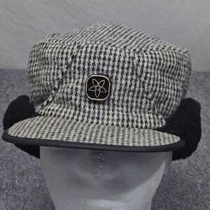 Lee Houndstooth Wool Winter‎ Cap Large Atomic Logo 60s 70s Vintage Workwear